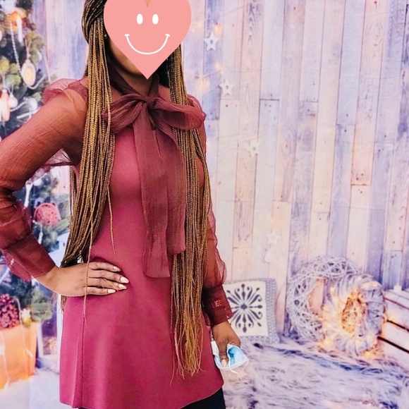 Zara organza dress semi sheer burgundy - Picture 6 of 6